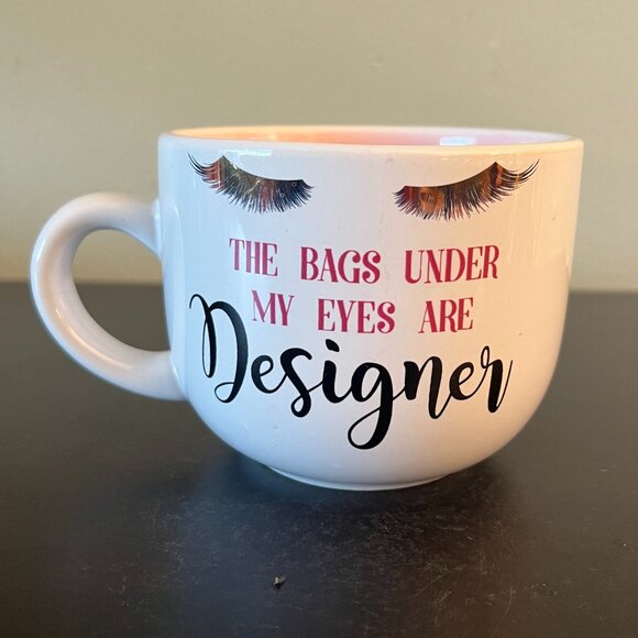 THE BAGS UNDER MY EYES ARE DESIGNER Mug / Bowl ~ Long Metallic Gold Eyelashes - Picture 5 of 7